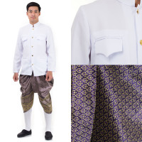 Purple White Traditional Thai Dress Thai Costume For Men THAI127new